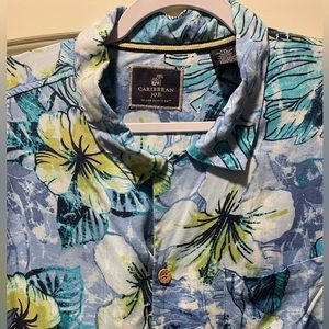 Caribbean Joe Men’s Tropical Button Down Shirt, XXL Beach or Hawaiian Top